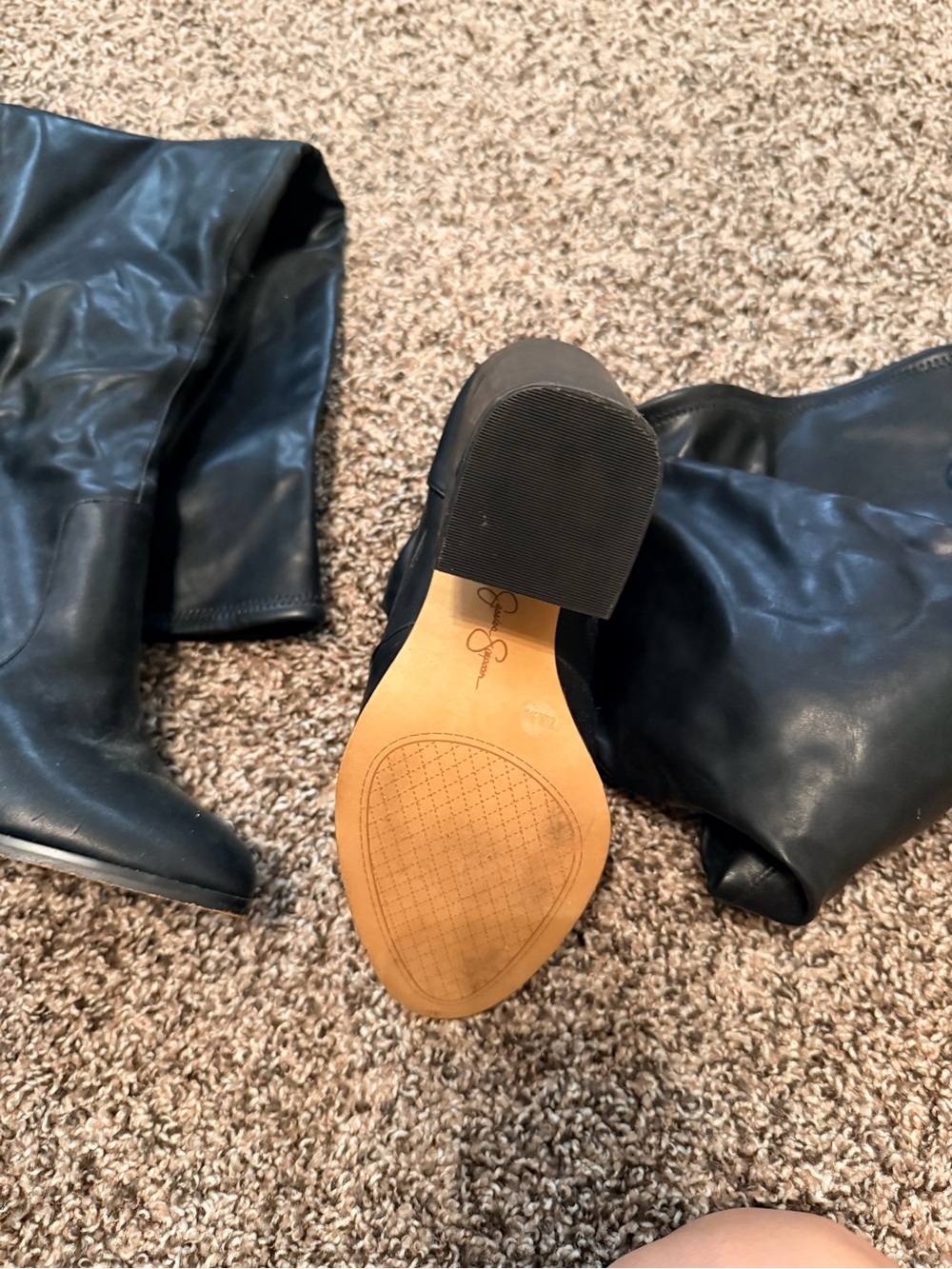 Jessica Simpson Black Over-the-Knee Block Heel Boots - Picture 2 of 5
